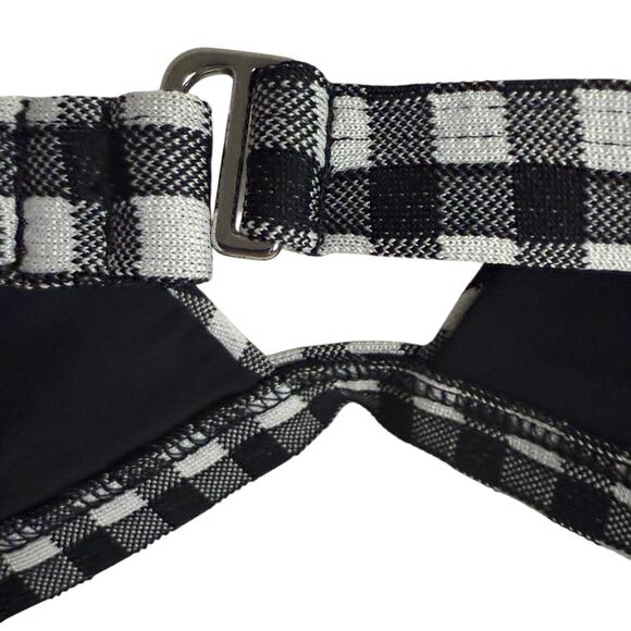 Mara Hoffman Astrid Black White Gingham Plaid Triangle Bikini Swim Top Size L - Picture 5 of 7